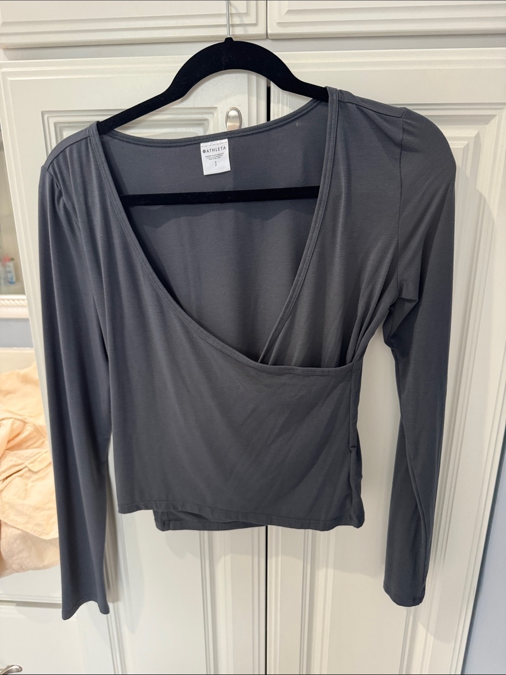 Aritzia Charcoal Gray Long-Sleeve Wrap Top sz S reversible like new